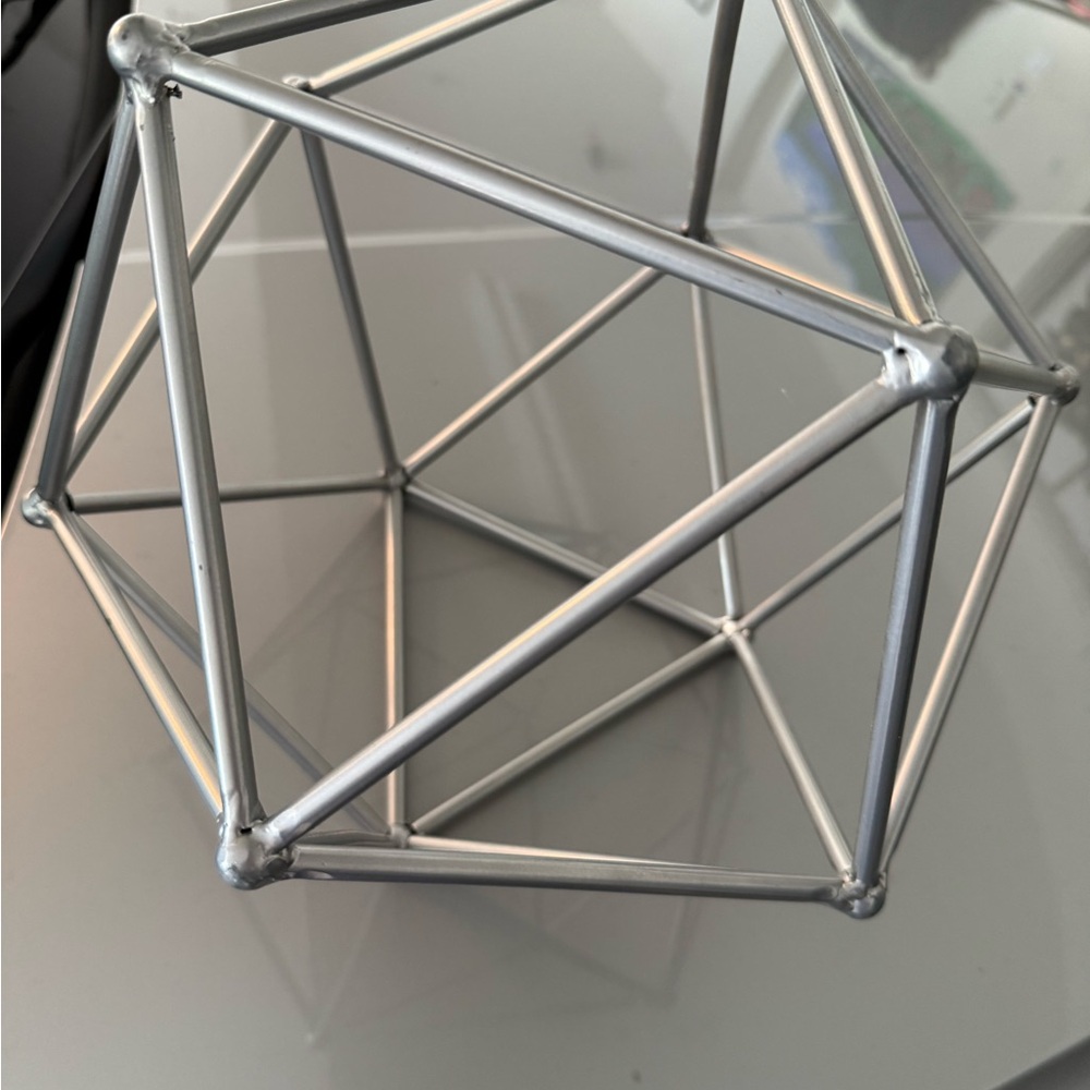 Geometric Metal Decorative Sculpture — Silver